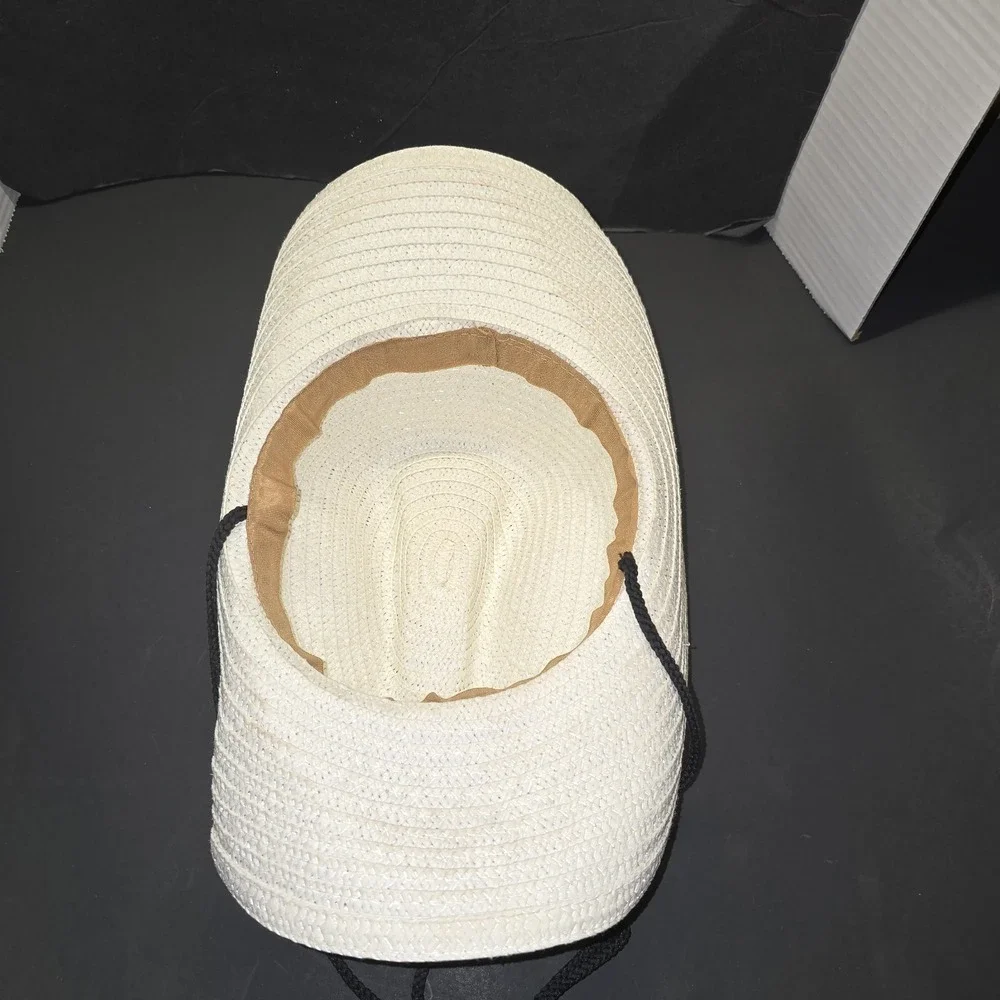 Women's Straw Cowboy Hat Wide Brim Summer‎ Beach Sun Hat with Chin Strap